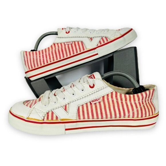 Vintage Vans Tory 2002 Collector Pinkish-Red / White Stripe VN-0XFQ3F9 Women's 8 - Picture 1 of 11